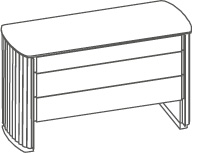 Groupe Afrodite avec îlot incurvé en lattes de bois - Afrodite, <p>commode avec 3 tiroirs</p>
