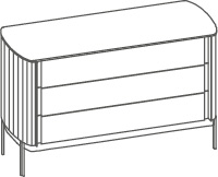 Groupe Afrodite avec îlot incurvé en lattes de bois - Afrodite, <p>commode avec 3 tiroirs</p>
