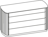 Groupe Afrodite avec îlot incurvé en lattes de bois - Afrodite, <p>commode avec 4 tiroirs</p>

