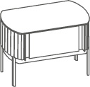 Groupe Afrodite avec îlot incurvé en lattes de bois - Afrodite, <p>table de chevet avec 1 tiroir</p>
