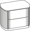 Groupe Afrodite avec îlot incurvé en lattes de bois - Afrodite, <p>table de chevet avec 2 tiroirs</p>
