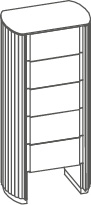 Groupe Afrodite avec îlot incurvé en lattes de bois - Afrodite, <p>commode 5 tiroirs</p>
