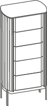 Groupe Afrodite avec îlot incurvé en lattes de bois - Afrodite, <p>commode 5 tiroirs</p>
