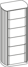Groupe Afrodite avec îlot incurvé en lattes de bois - Afrodite, <p>commode 6 tiroirs</p>
