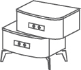 Groupes Meraviglia avec pieds - Meraviglia, <p>table de chevet droit
	<br>2 tiroirs / avec pieds</p>
