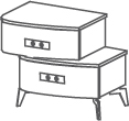 Groupes Meraviglia avec pieds - Meraviglia, <p>table de chevet gauche
	<br>2 tiroirs / avec pieds</p>
