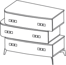 Meraviglia suspendu groupes - Meraviglia, <p>commode 3 tiroirs
	<br>avec pieds</p>
