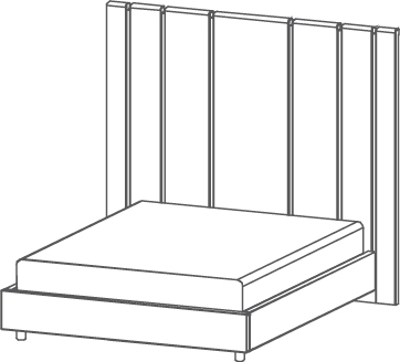 Duse Lit - Duse, <p>Lit h.175 avec tête en bois et cadre capitonné</p>
