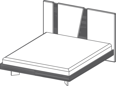 Line Lit - Line, <p>Lit avec cadre en bois cannelé et pied en plexiglas</p>
