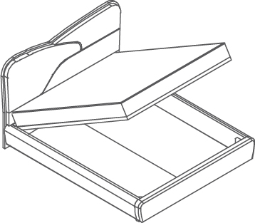 Ola lit - Ola, <p>Lit avec tête et cadre capitonnés coffre de rangement standard</p>
