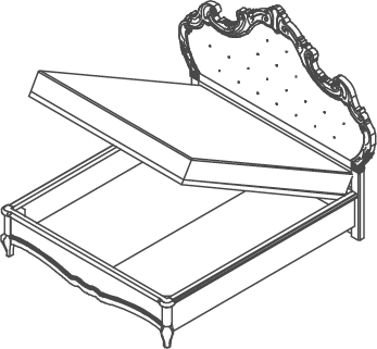 Romantica Lit - Romantica / stucco, <p>Pied de lit bois avec partie gravée </p>

<p>de rangement standard</p>
