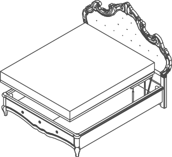 Romantica Lit - Romantica / stucco / vern. eff. oro, <p>Pied capitonné avec partie gravée </p>

<p>de rangement comfort</p>
