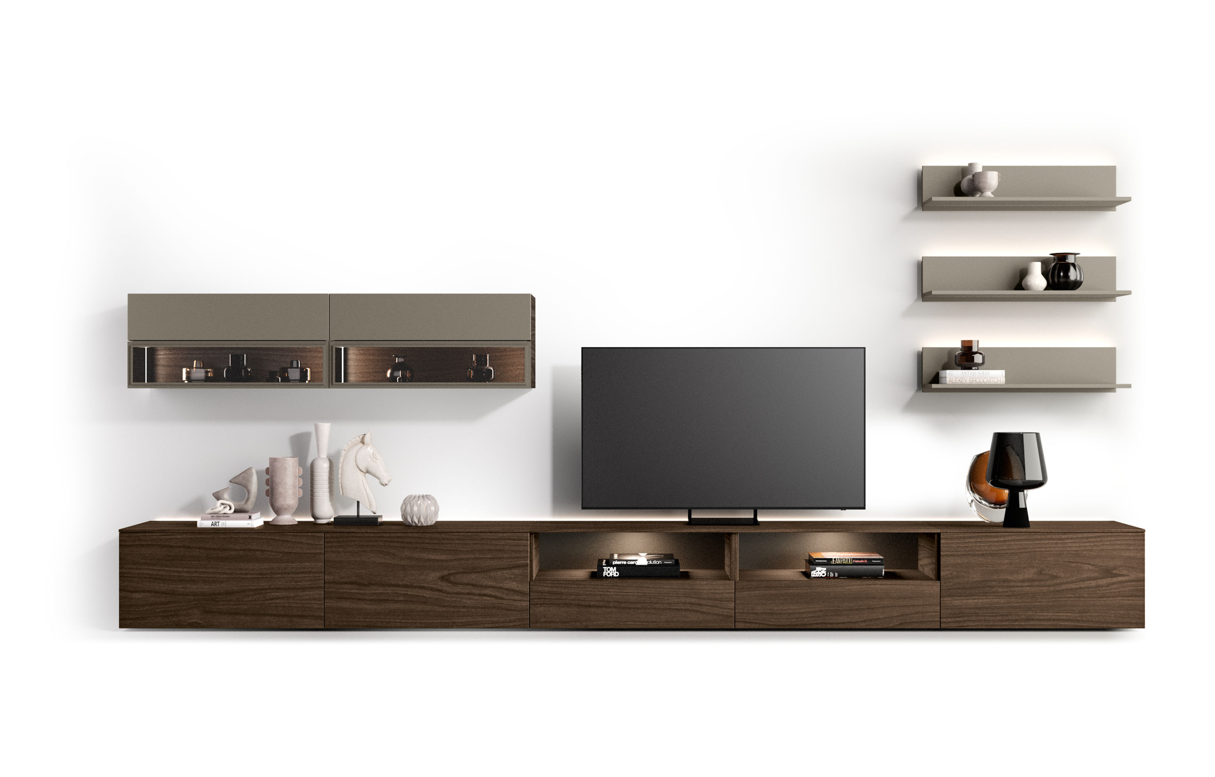 H2O 26 - H2O 26, <p>
	<br>
</p>

<p><strong>Pensili cassa Nobilitato Noce Brown<br>Frontale Grigio Cosmico Laccato Lucido</strong></p>

<p>Wall units in Brown Walnut effect Melamine
	<br>Grigio Cosmico gloss Lacquered fronts</p>

<p>
	<br>
</p>

<p><strong>Pensili cassa in Nobilitato Noce Bro<br>Anta Ghost Vetro Fumè</strong></p>

<p>Wall units in Brown Walnut effect Melamine
	<br>"Ghost" smoke effect glass doors</p>

<p>
	<br>
</p>

<p><strong>Mensole ad "L" Laccate Grigio Cosmico Opaco</strong></p>

<p>"L" shaped Grigio Cosmico matt Lacquered Shelves</p>

<p>
	<br>
</p>

<p><strong>Basi a terra con top Nobilitato Noce Brown</strong></p>

<p>Floor standing bases in Brown Walnut effect Melamine</p>

<p>
	<br>
</p>

<p><strong>Basi a giorno/cassetto con top Nobilitato Noce Brown</strong></p>

<p>Open bases w/drawer in Brown Walnut effect Melamine</p>

<p>
	<br>
</p>

<p>L.450 x H.219 x P.48,4 cm</p>

<p>&nbsp; &nbsp; &nbsp; &nbsp; &nbsp; &nbsp; &nbsp; &nbsp; &nbsp; &nbsp; &nbsp; &nbsp; &nbsp; &nbsp; &nbsp; &nbsp; &nbsp; &nbsp;</p>

<p>
	<br>
</p>

<p>&nbsp; &nbsp;&nbsp;</p>
